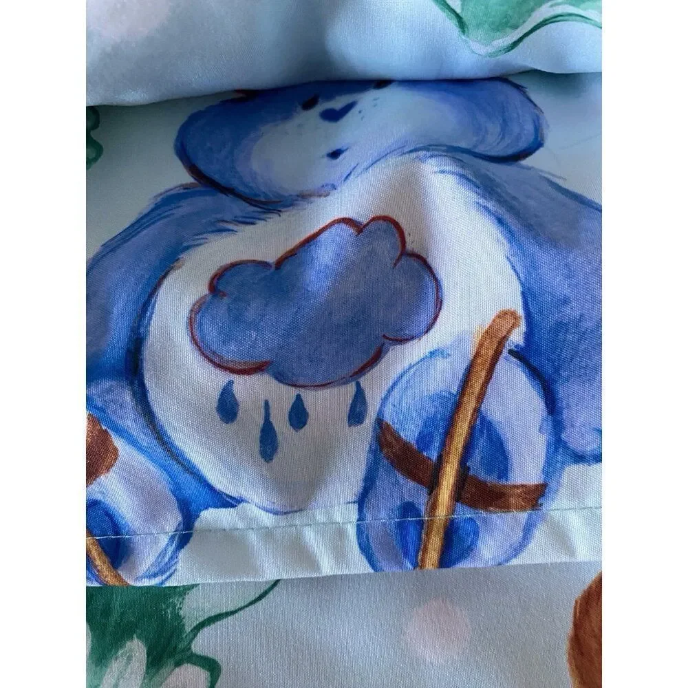 Care Bears Christmas Holiday Fabric Shower Curtain 70 X 72” Ice Skating Snow NEW